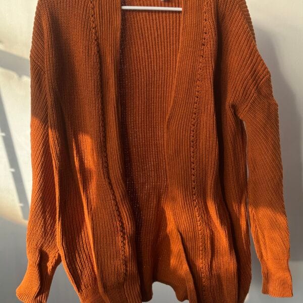 BP. rust cotton open-front cardigan (S)