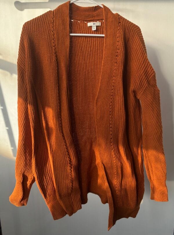 BP. rust cotton open-front cardigan (S)
