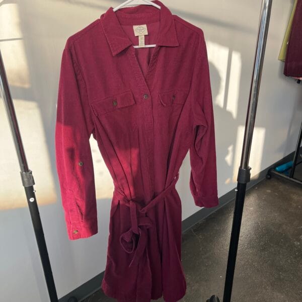 St. John’s Bay burgundy corduroy belted shirtdress 1X