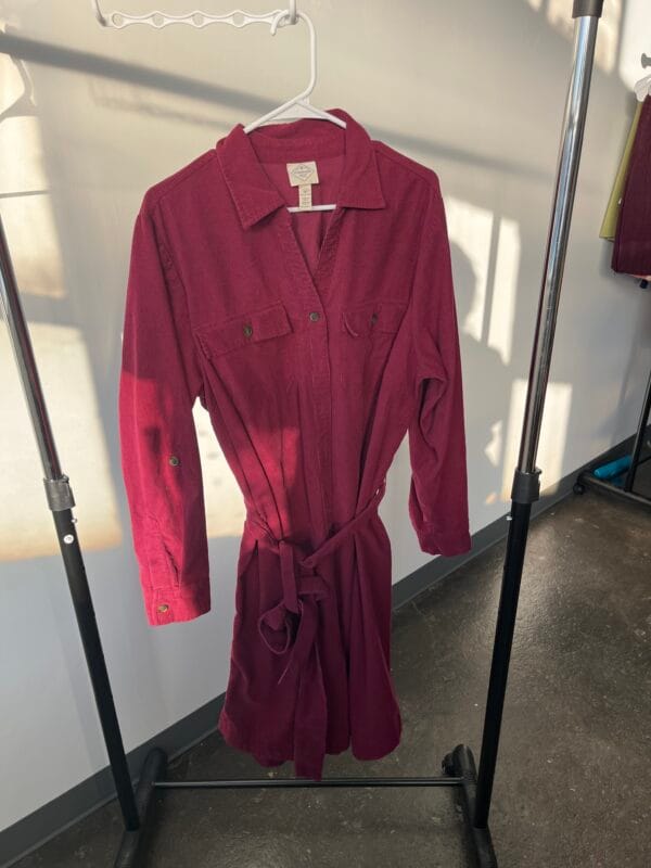 St. John’s Bay burgundy corduroy belted shirtdress 1X