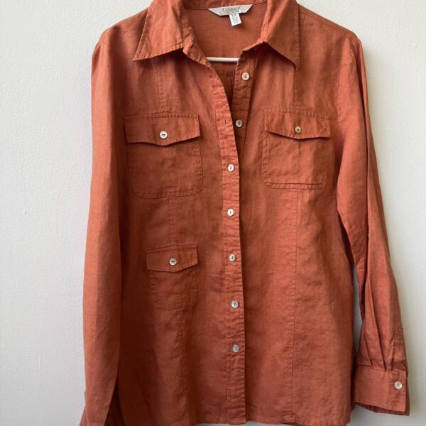 Vintage 100% linen conrad c collection utility shirt size small