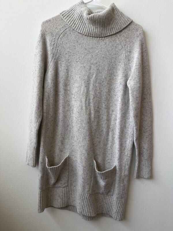 Milly Light Gray Turtleneck Sweater Dress with Pockets Size Small