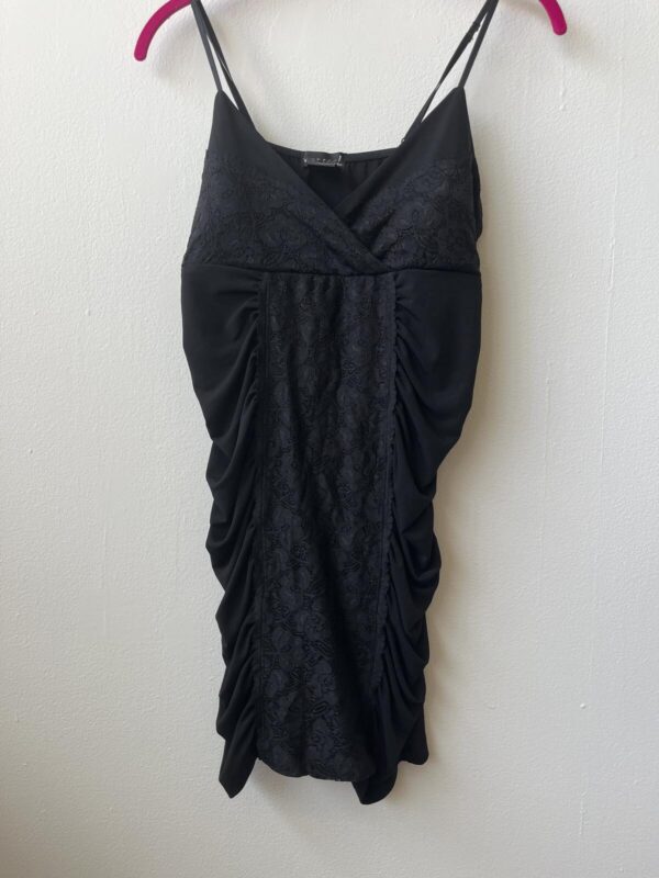 Wet Seal Black Lace Ruched Bodycon Dress Size M