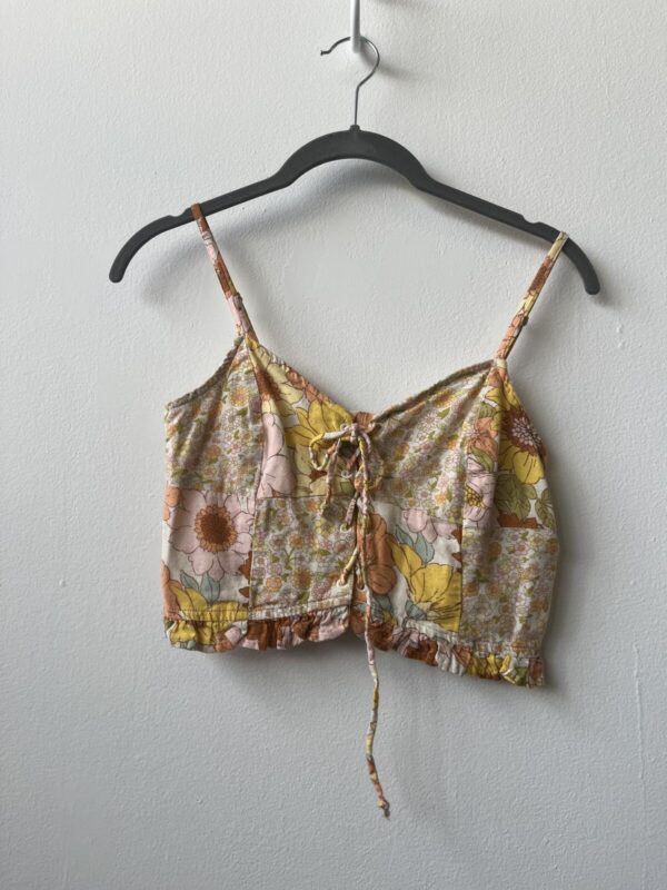 American Eagle XS Floral Linen Blend Crop Top