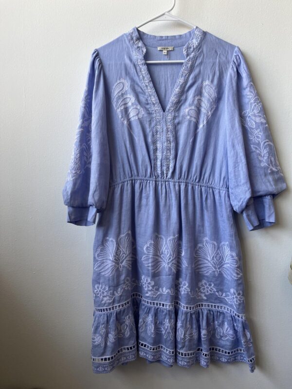 tyler böe Medium Blue Embroidered Linen Dress Size M