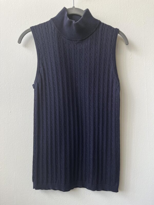 Jones New York Signature Navy Knit Tank Sweater Vest Size M 100% cotton