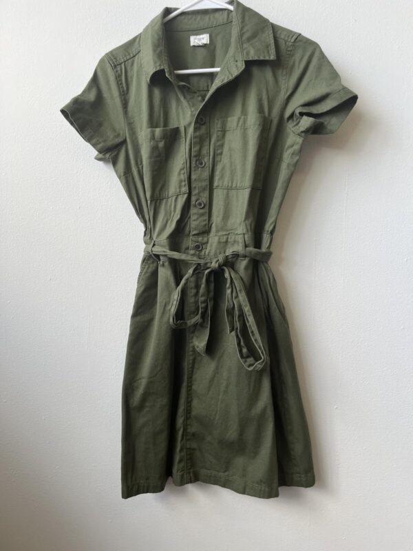 J crew Olive Green Utility Dress with Belt Size 2 100% cotton