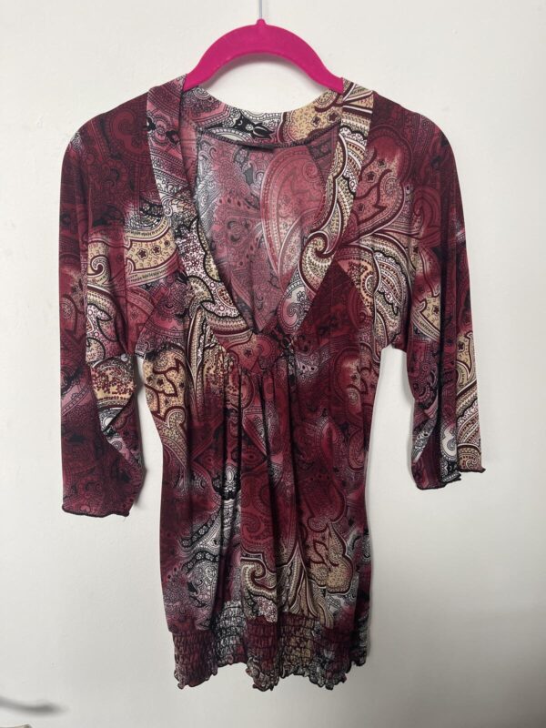 Y2K Whimsigoth Paisley Tunic Top Vintage 2000s Agenda Smocked Boho Blouse medium