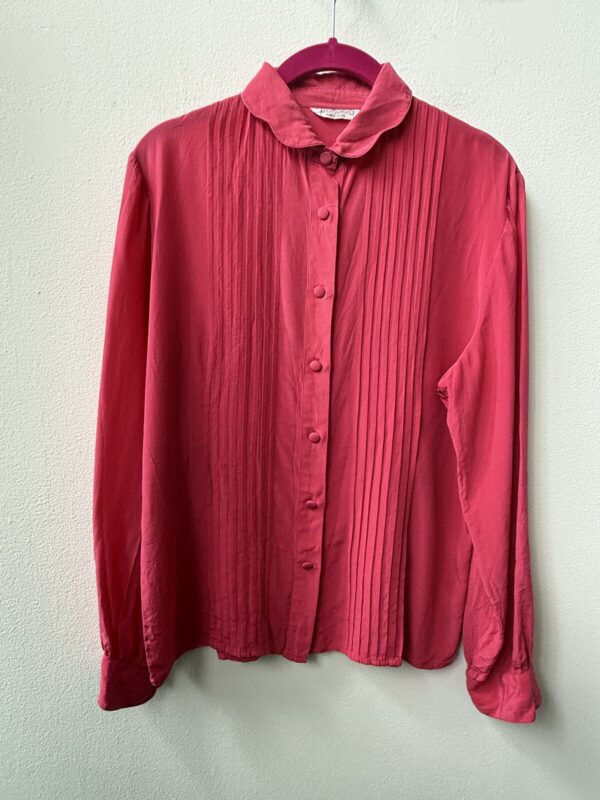 Diana Bentall's Vintage 100% Silk Pintuck Blouse Red Size L