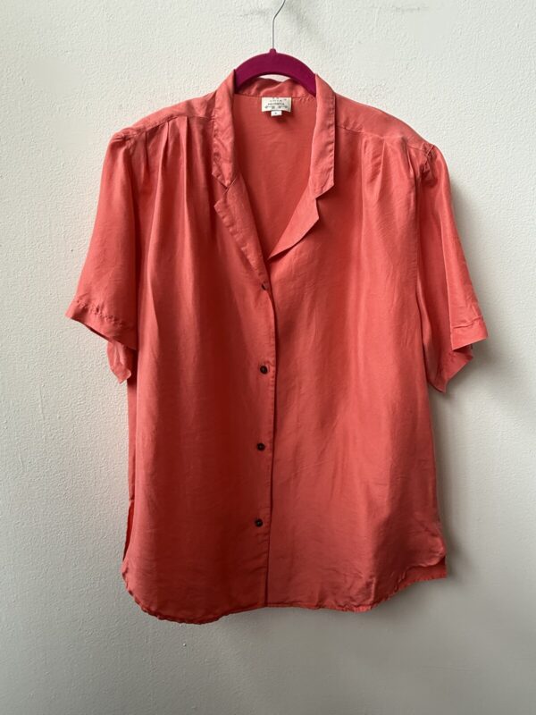 La Citta Proibita Vintage 100% Silk Oversized Blouse Coral L