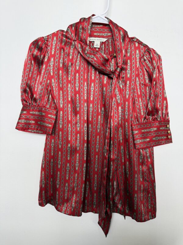 Vintage 90s Banana Republic 100% Silk Chain Print Blouse XS